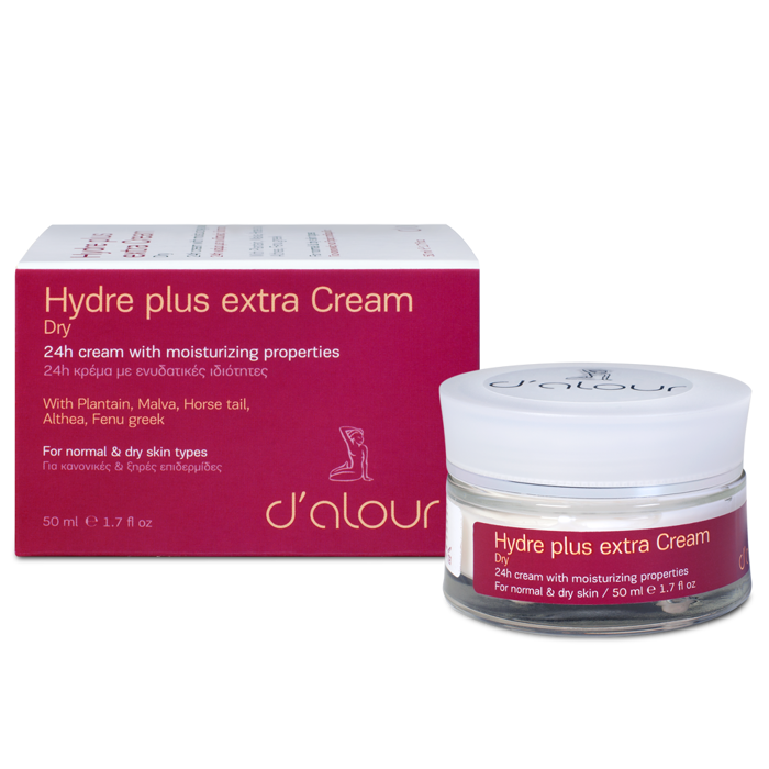 d’alour Hydre Plus Extra Cream - Dry Apali 24ori Enudatiki Krema Prosopou ga Kanonikes Xires kai Neanikes Epidermides 50 ml